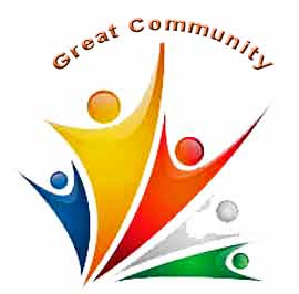 Icon of people bursting forth in community spirit