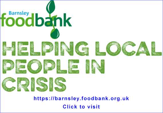 Barnsley food bank poster with link to Website
